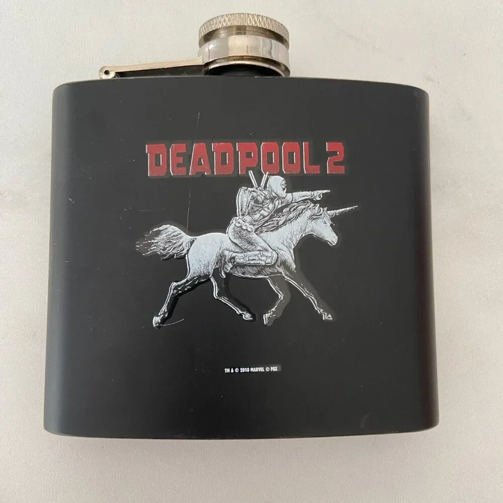 2018 MARVEL Deadpool 2 Espolon Tequila Drinking Flask Black Red STAINLESS STEEL